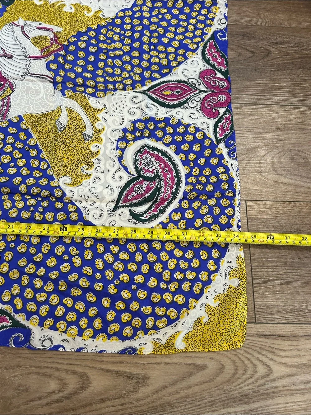 Equestrian Horse Rider Paisley Square Scarf Blue Gold Pink Designer Inspired